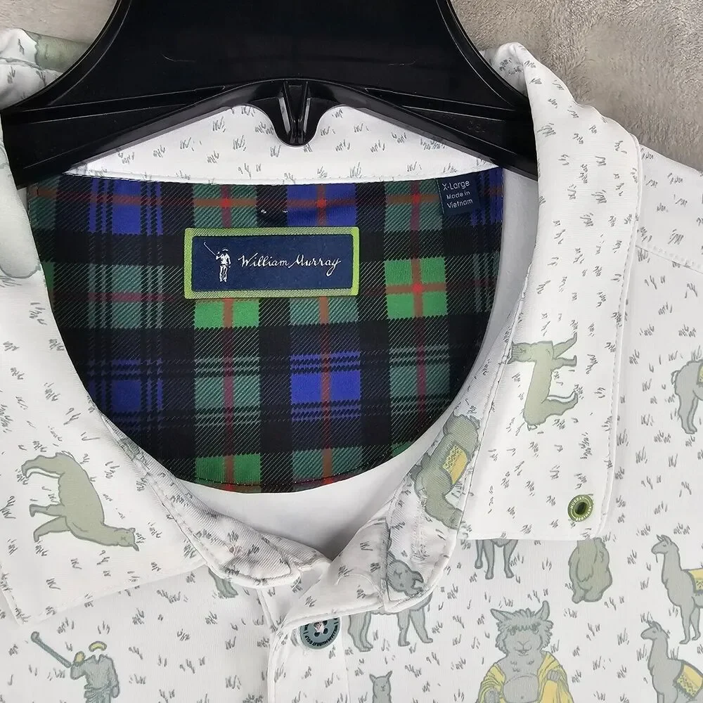 William Murray Polo Shirt Mens XL Dalai‎ Llama All Over Print Golf Casual